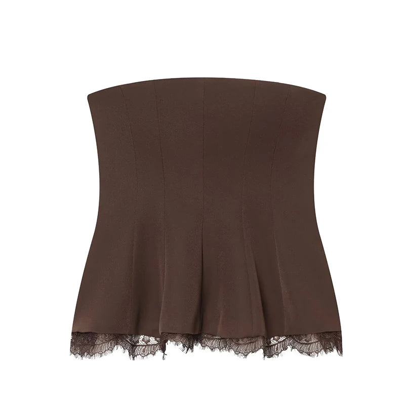 Women's Tops Fashion Lace Corset Tube Tops Summer Women Sexy Backless Top Female Chic Tops