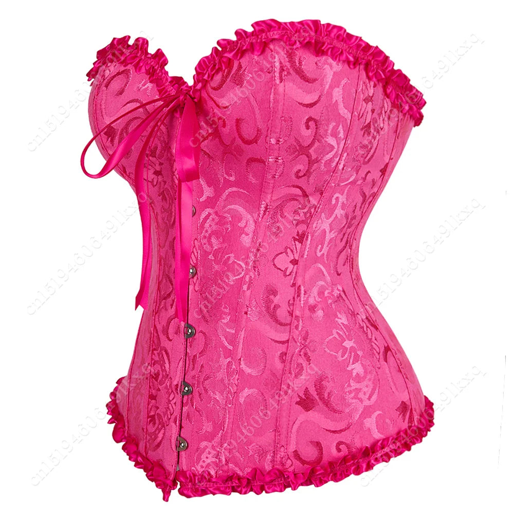 Corset Bustier Top for Women Bustier Overvst Sexy Lace Up Sexy Floral Corset Lingerie Gold Yellow