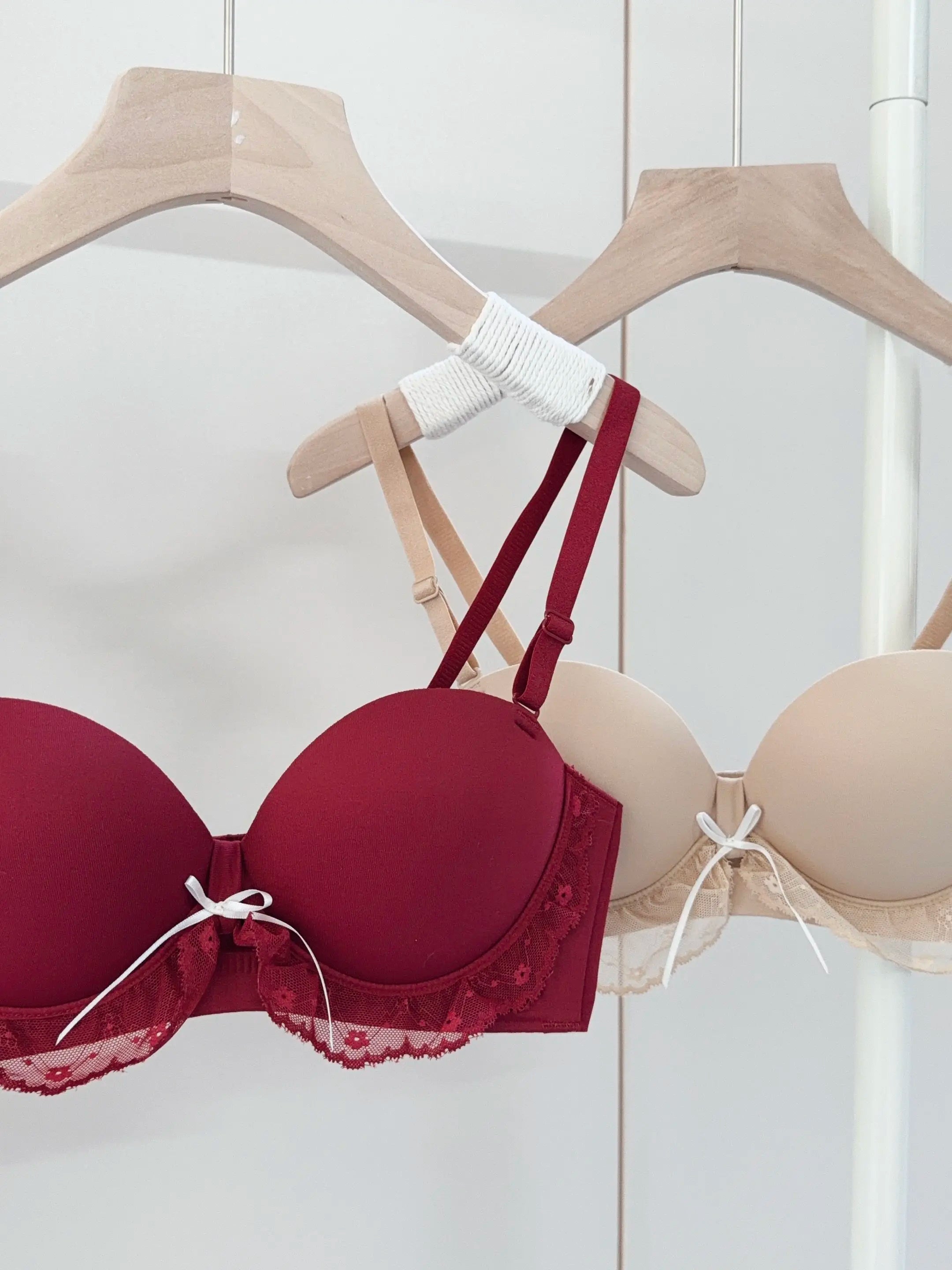 YEMOMO Red Half-Cup Lace Bra Set for Small Chests Adjustable Support Anti-Sagging Push Up Sexy Lingerie Set Women Birthday Gift