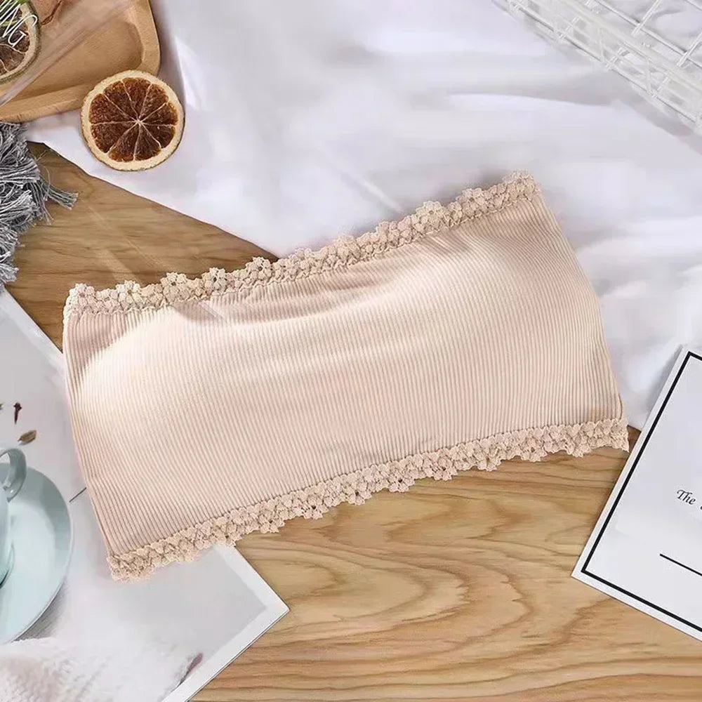 Invisible Strapless Bras Women'S Solid Color Wrapped Chest Sexy Tube Top Underwear Female Beautiful Tank Top Seamless Crop Top