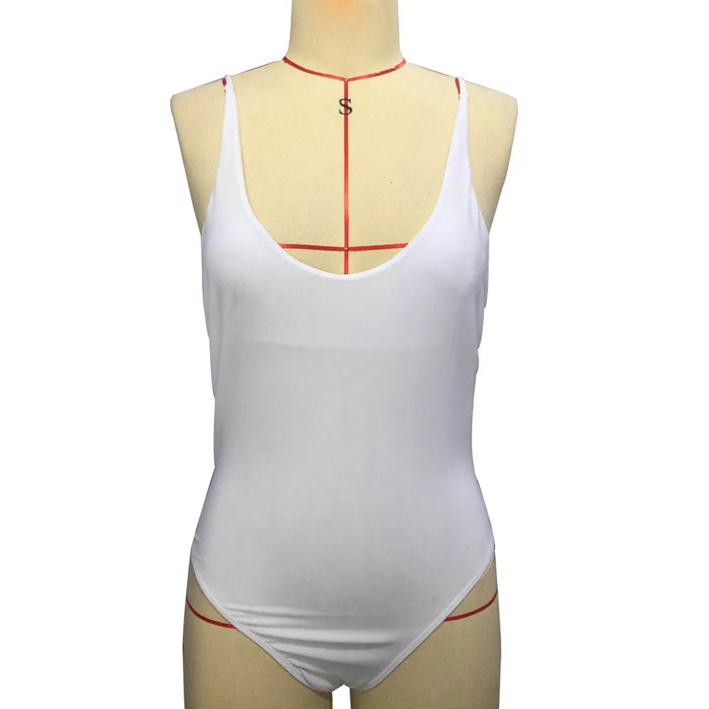 Women's One-piece Swimsuit Sexy Solid Color Shoulder Strap Swimming Bathing Surfing Suit Beach Sports Wear Sexy Swimwear