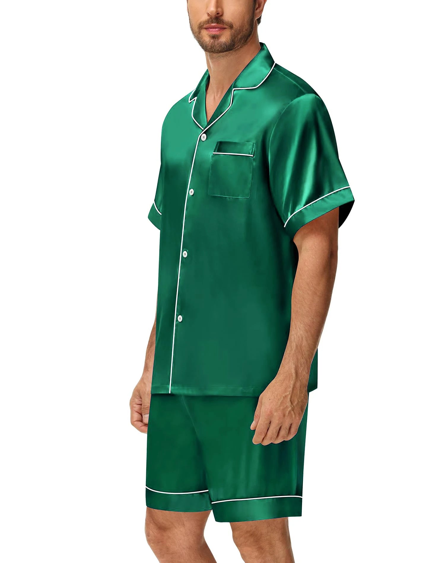 Summer Men's Pajama Sets Short-Sleeve Top with Shorts 2 Piece Set Pajama Pj Sets Comfortable Fit Sleepwear Loungewear Soft Pjs