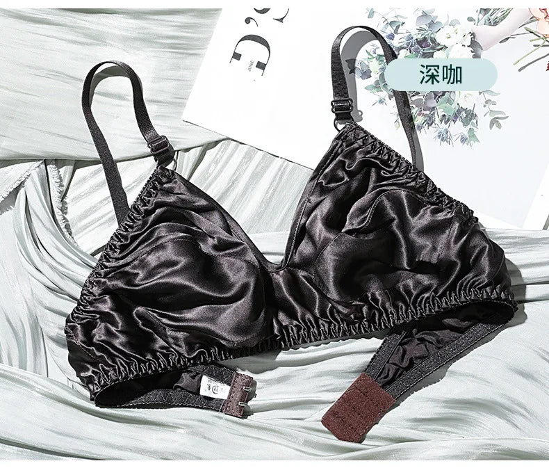 Underwire Bra for Big Breast Female 100% Mulberry Silk Double-sided Silk Without Sponge and Steel Ring Ultra-thin Bra