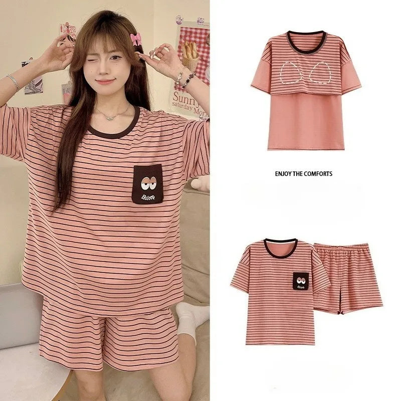 Ensembles Pyjama Set Bajama Summer Women Lady Pajamas for Woman Nightwear Women's Summer Suit With Shorts Loungewear Sets Woman