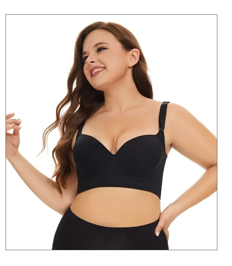 New Full Back Coverage Push Up Bras Women's Hide Back Fat Deep Cup Shapewear Fat Smoothing Uplift Underwire Bra for Big Bust