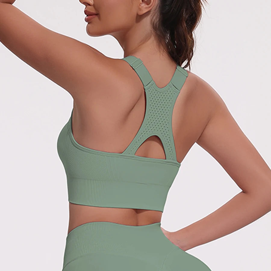 Sports Bras for Women Hollow Out Breathable Seamless Stretchy Beautiful Back Yoga Bra with Removable Cups Gym Sportswear