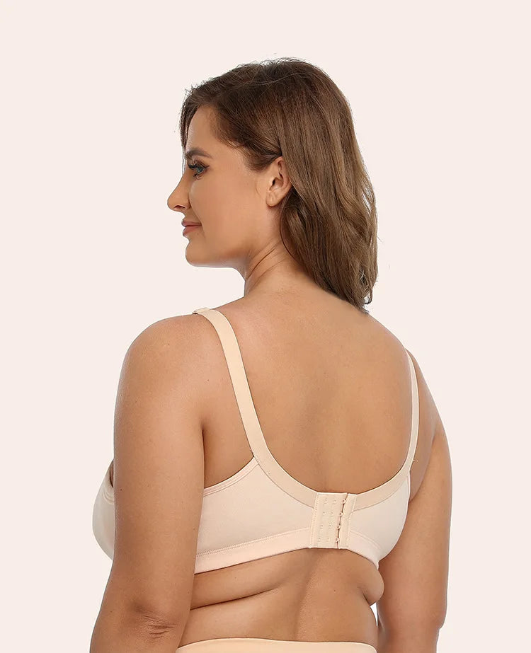 Plus Size Full Cup Bra Cotton Comfort Breathable Underwire Bra with Lace Full Coverage Support for Women B/C/D/E/F Cup