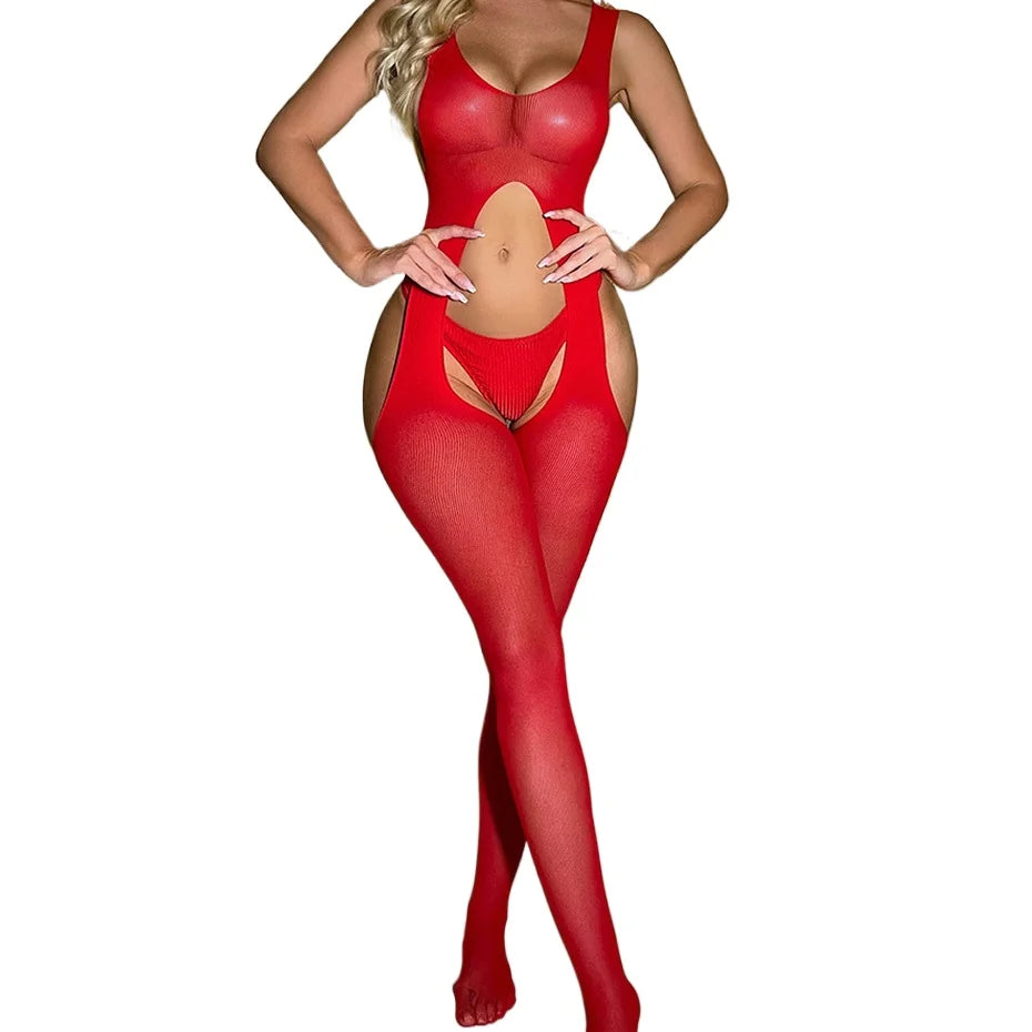 Sexy Lingerie Women Body Underwear Hollow Out Fishnet Bodysuit Nightwear Open Crotch Bodystocking Erotic Lingerie Porno Costume