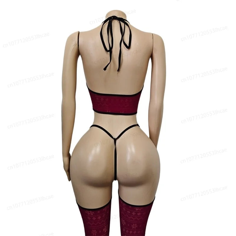 Womens Sexy Mesh Lingerie Sets Exotic Apparel Sexy Slimming Bodystockings Garter Erotic Lace Underwear Bodysuit
