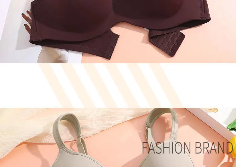 FINETOO Sexy Women Plus Size Underwire Full Coverage Unlined Seamless Bra Wide Straps Wireless Bras for Women Push Up Brassiere