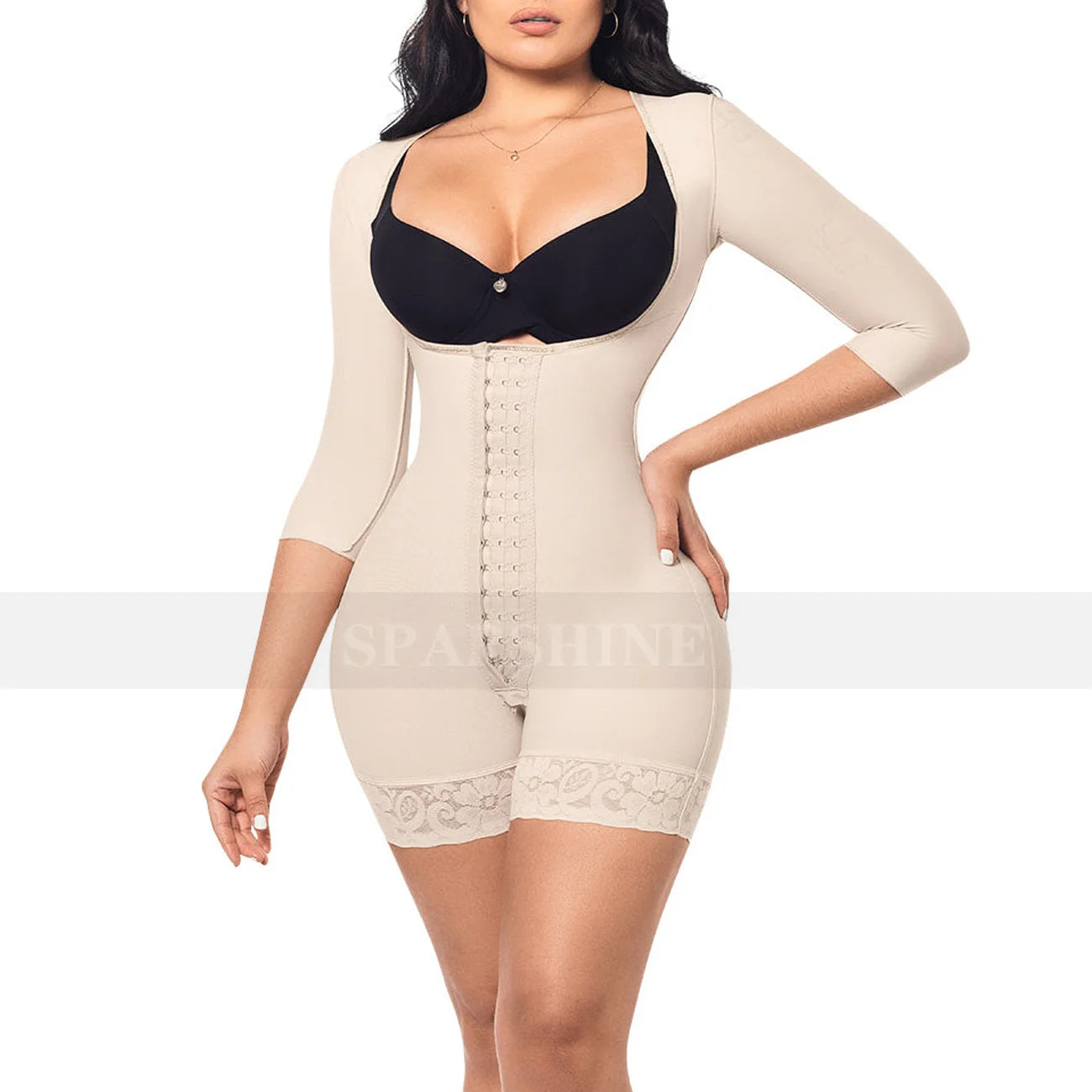 Body Shaping and Abdominal Compression Shapewear Sleeved Body Jumpsuit Fajas Sexy Tummy Control Hip Lifting Shapwear for Women
