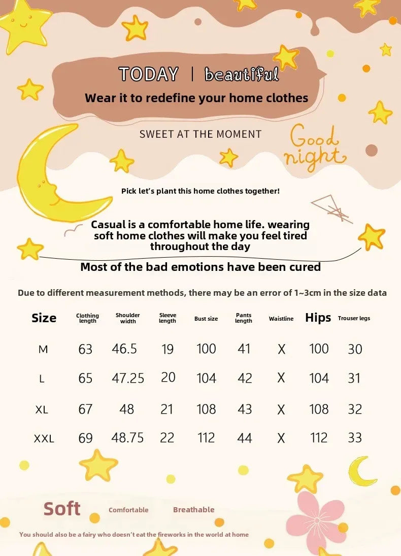 Women Pajamas Two-pcs Set Homewear Sleepwear Pajama Set Summer Ladies Comfortable Clothing Girls Cartoon Half-sleeved Long Pants