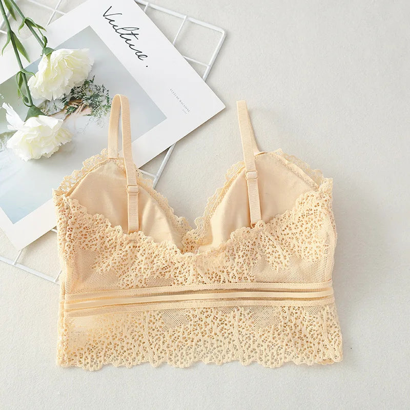 Tube Top Bras Lace Bralette Women Crop Tops Sexy Lingerie V Neck Seamless Underwear Cropped Bra Female Tank Crop Top