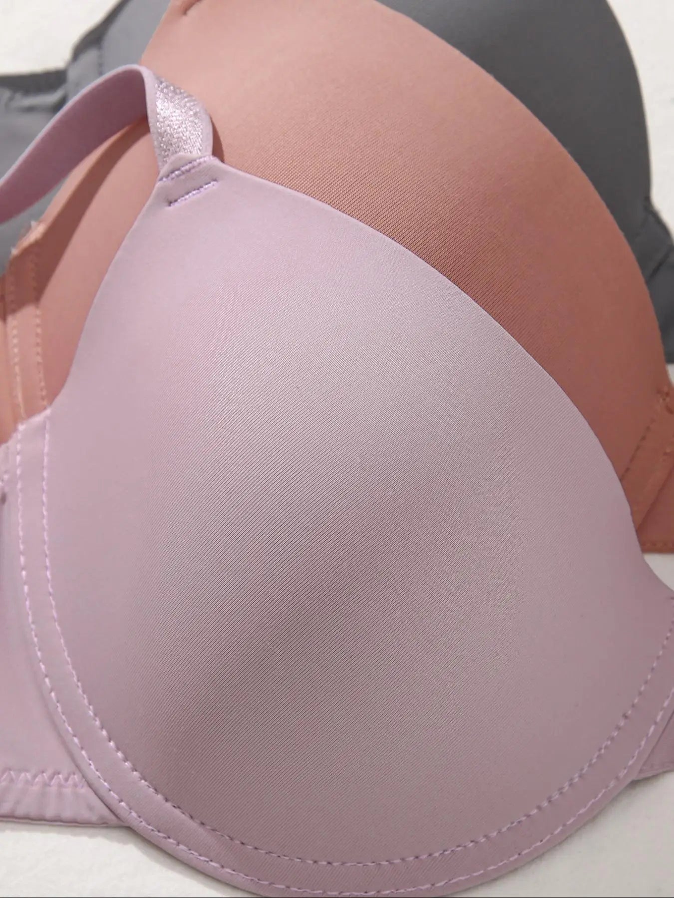 Women’s Simple Push-Up Bra Set Random 3-Pack Adjustable Straps Back Closure Soft Breathable Thin Lined Bra for Summer Beach Wear