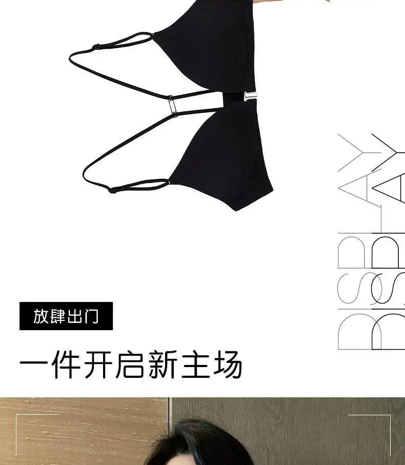 Front Closure Bras for Small Bust Women Deep V Plunge French Triangle Cup Seamless Thin Straps