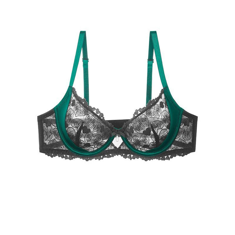 Ensemble Lingerie Luxe Français Dentelle Brodée Noir Mystère Rose Pur Soutien-Gorge Grand Découpe Cadeau Sensuel Design Élégant