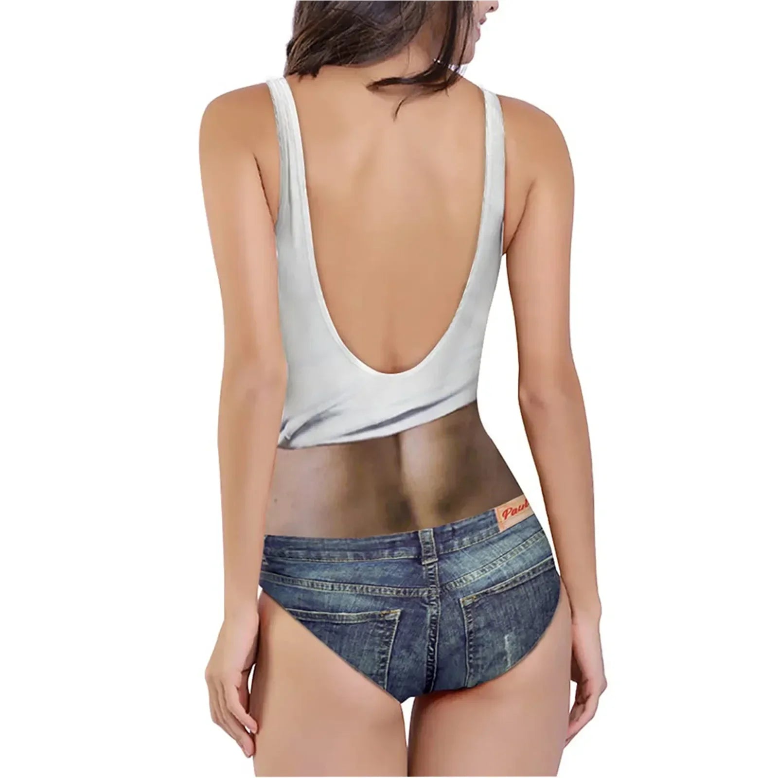 One-Piece Suits 2025 Trendy Women's Sexy Funny 3D Fake Breast Hairy Funny Print Swimsuit Bathing Suit Beach Outfits Bikini Mujer