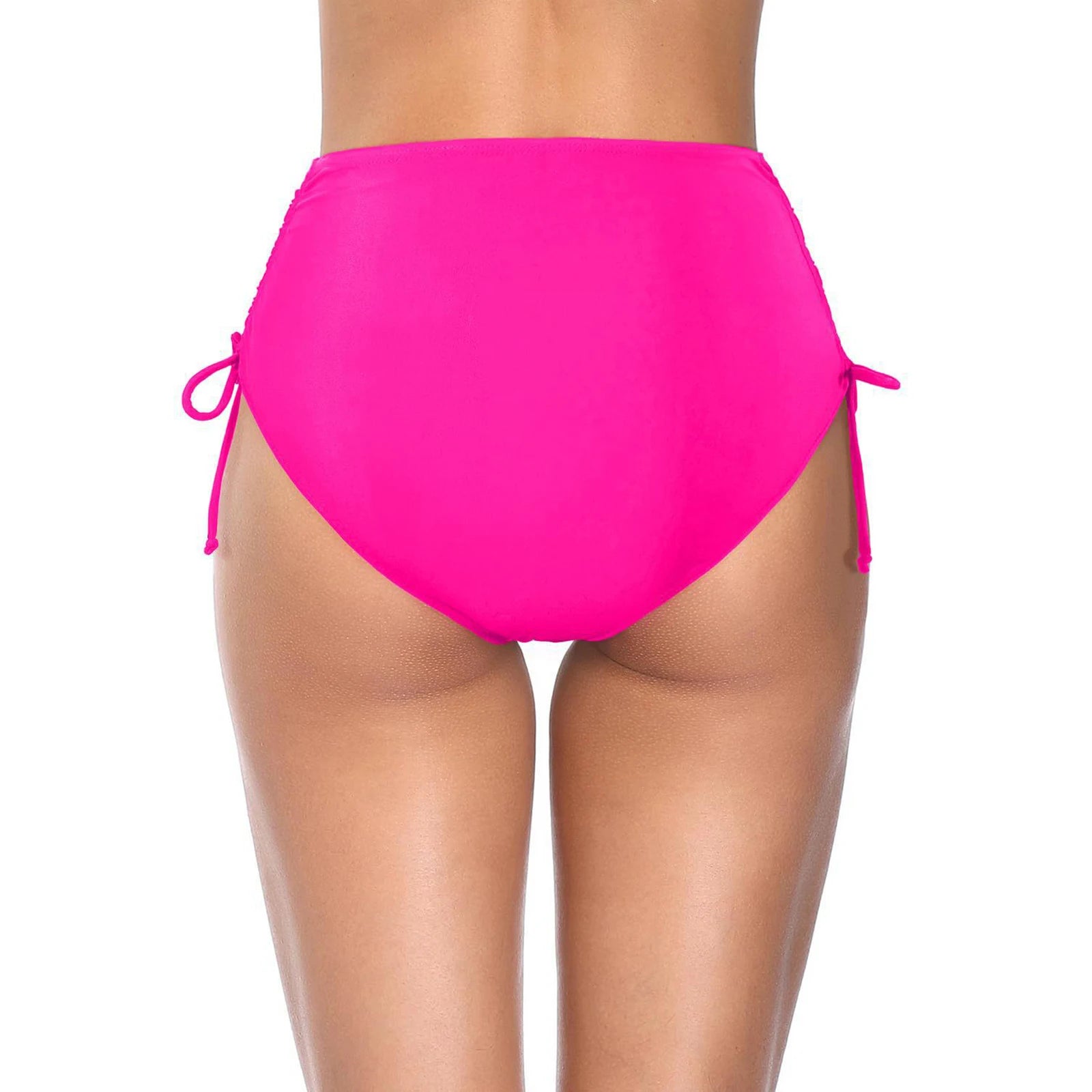 Basic Tight Swimming Bottoms for Female Solid Color High Waist Full Coverage Bikini Split Swimsuit Briefs Beach Drawstring Trunk