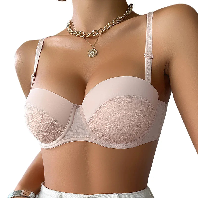 European and American  push-up lingerie for girls with large busts, supports and corrects side breasts, adjustable lace bra