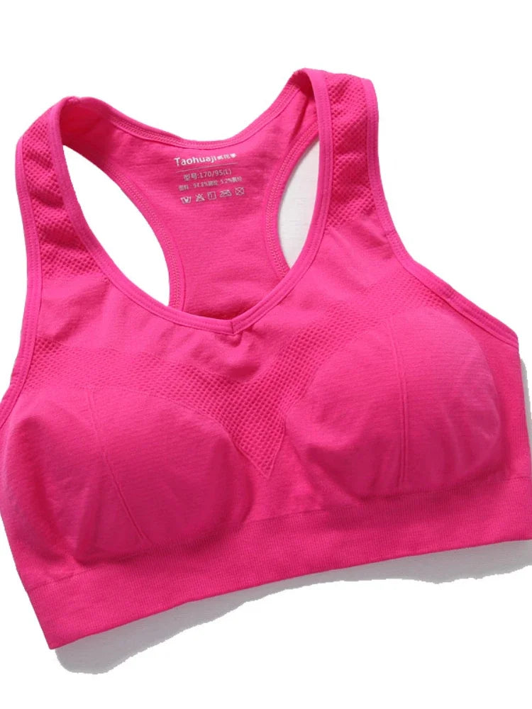 Women Sports Bra Racerback Top Push Up Fitness Bra Underwear Sport Tops Breathable Shockproof Running Vest Gym Active Bras