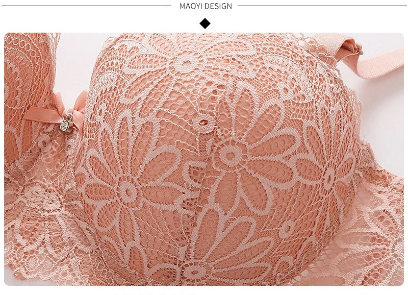 Sexy Push Up Plunge Bra Half Cup Lace Underwire Bra Gather Anti-Spill Design for Shape Support Fashion Women's Lingerie