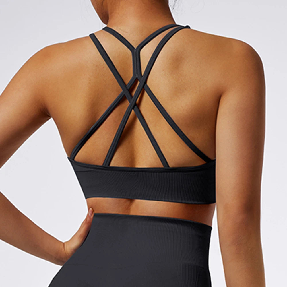 Women Yoga Bras Sexy Backless Sports Top Women Shockproof Breathable Underwear Bra Sports Top For Women Fitness Gym Top