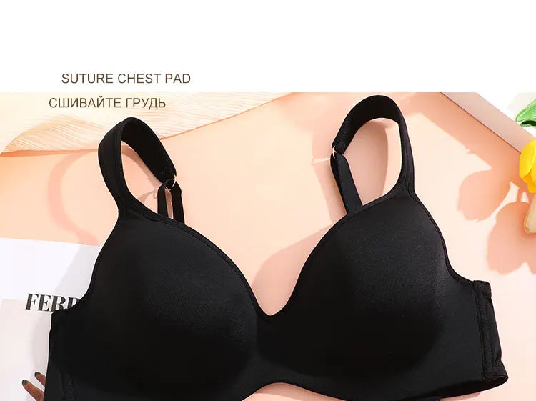 FINETOO Sexy Women Plus Size Underwire Full Coverage Unlined Seamless Bra Wide Straps Wireless Bras for Women Push Up Brassiere