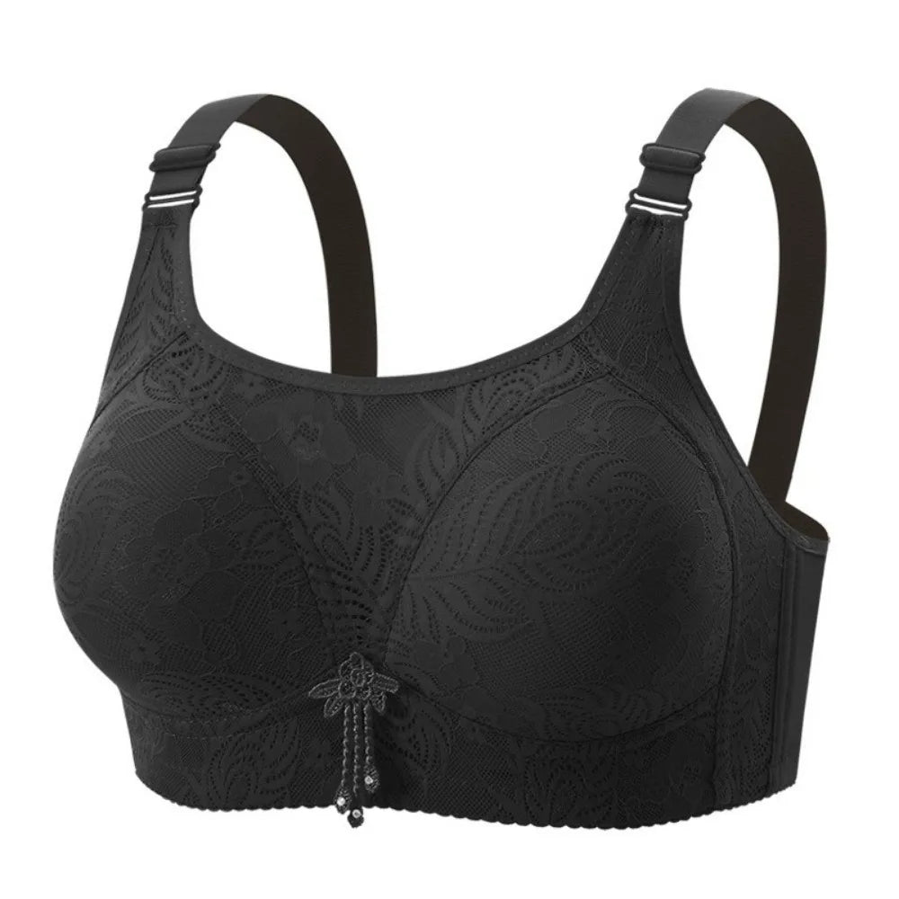 Breathable Anti-Sagging Wireless Push-Up Bra Underwear Floral Mesh Women Vest Bra Sweet Elderly Bra Women