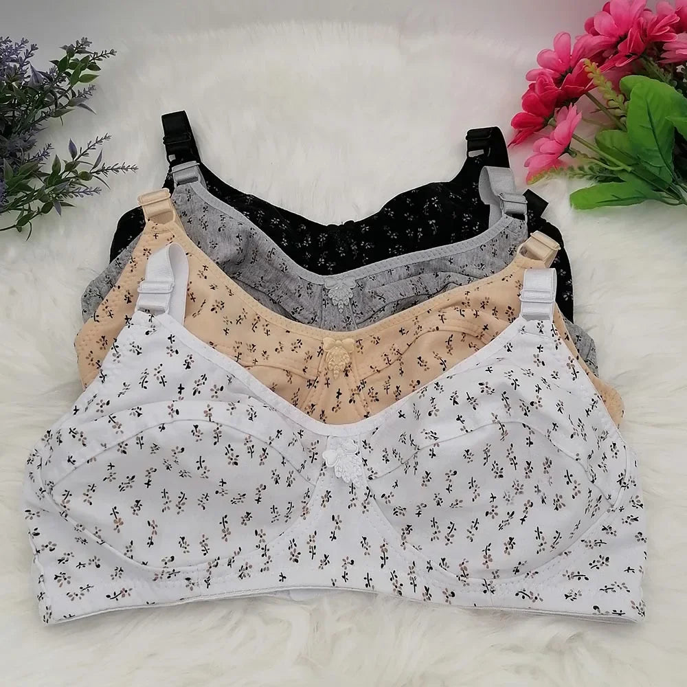 Printing Floral unlined cotton bra comfortable bras for women push up Seamelss underwear sexy lingerie plus size bra 34B-46C C32