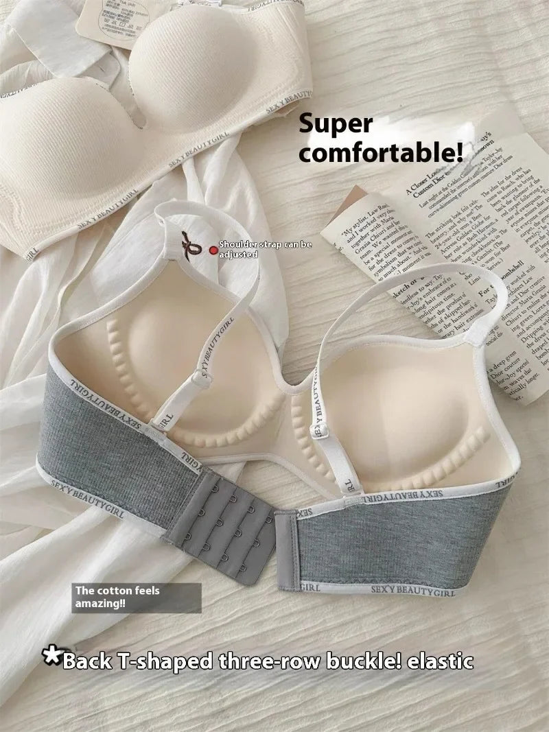 Wireless Push Up Bra for Small Chest - Seamless Anti-Sagging Invisible Bralette, Enhance Lift Comfort No Trace (Letter Design)