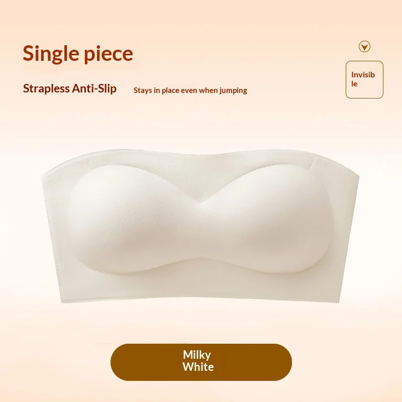Non Slip Strapless Women's Hot Selling Bra, Small Chest Gathering, Lifting, Invisible and Breathable Liquid Foundation Underwear