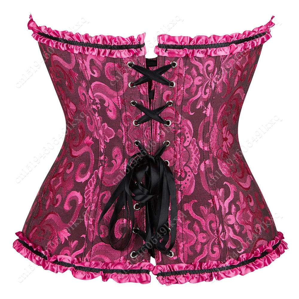Corset Bustier Top for Women Bustier Overvst Sexy Lace Up Sexy Floral Corset Lingerie Gold Yellow