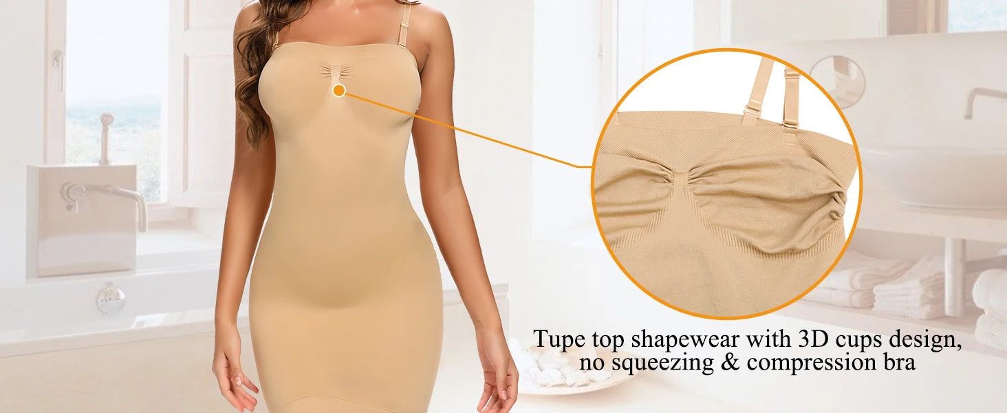 Strapless Shapewear Slip for Women Under Dress Full Slips Dress Tummy Control Camisole Body Shaper Sexy Corset Sliming Underwear