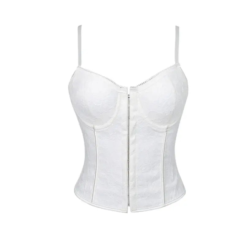 Front buttoned padded bra with steel frame for ladies  plunging tight fitting top Corset