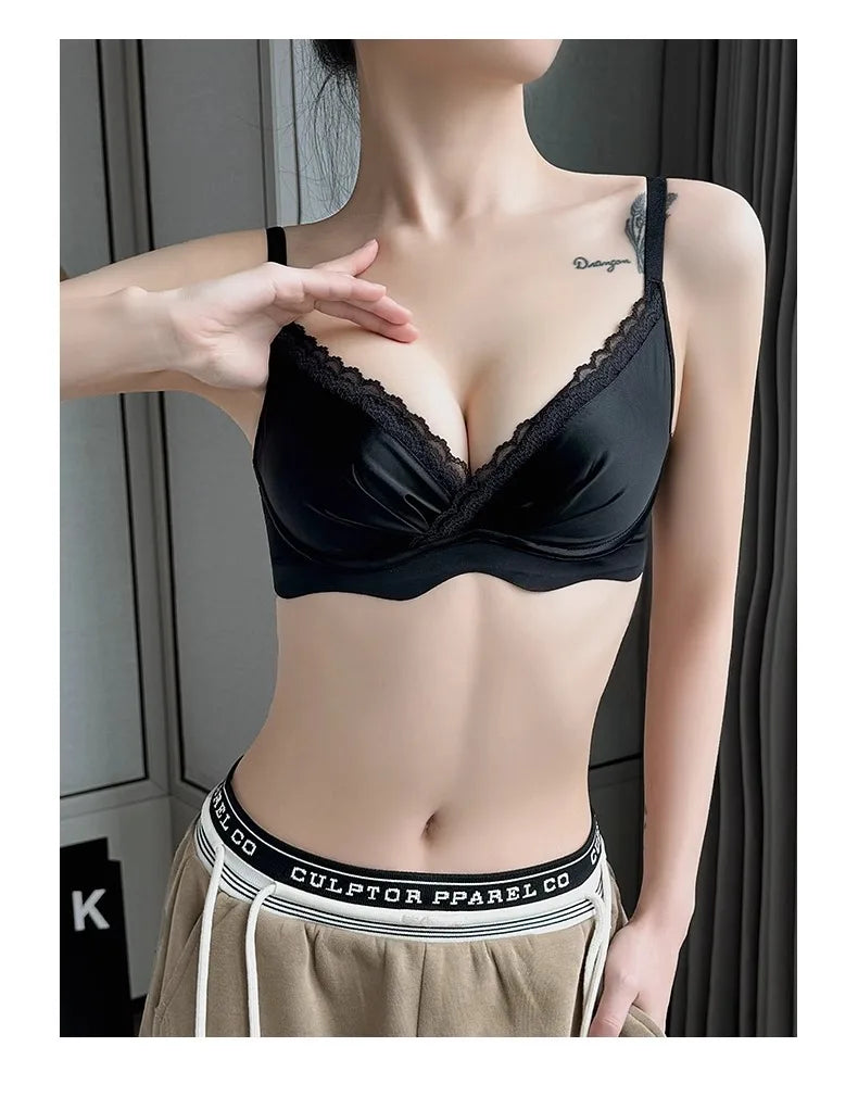 Bralette Dentelle Automne T32-38 - Sans Armatures Anti Écartement pour Petite Poitrine, Ajustable Confort Sexy Soutien-Gorge