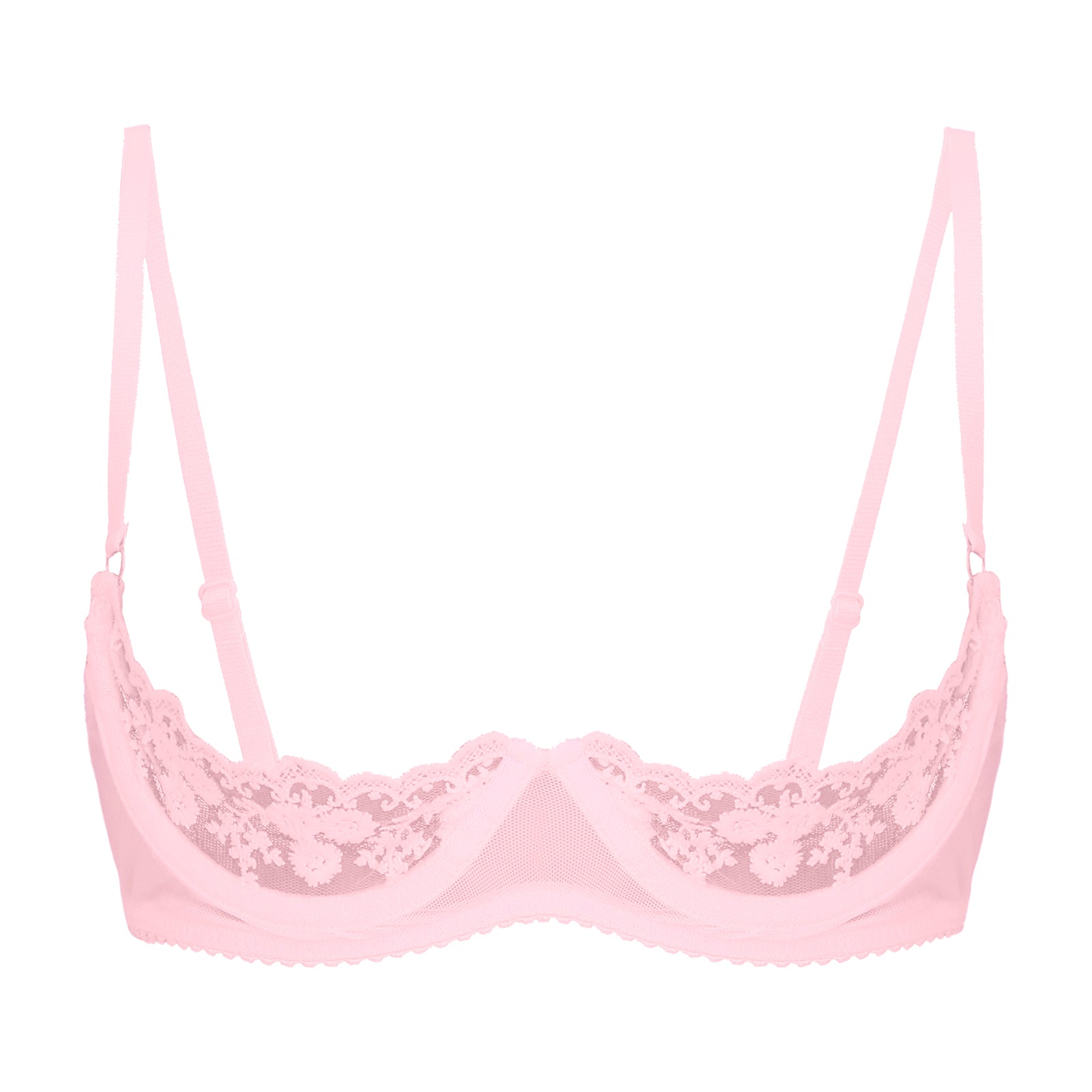 Sexy Womens Sheer Floral Lace Underwired Bra Underwear Unlined Brassiere Lingerie Bare Breast Exposed Open Nipples Bra Tops