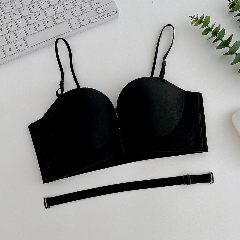 Strapless Bras Women Front Closure Seamless Brassiere Push Up Thick Underwear Adjustable Female Soft Solid Invisible Lingerie