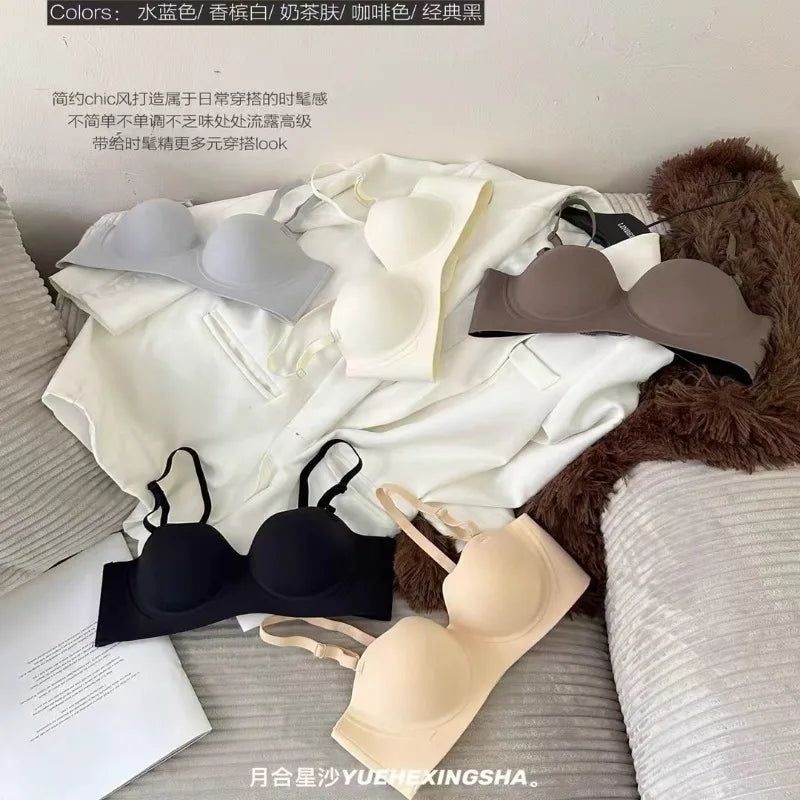Half Cup Balconette Bra Seamless Support Anti Dropping Lift Petite Chest, Invisible U Back Bralette Non Padded Everyday Lingerie