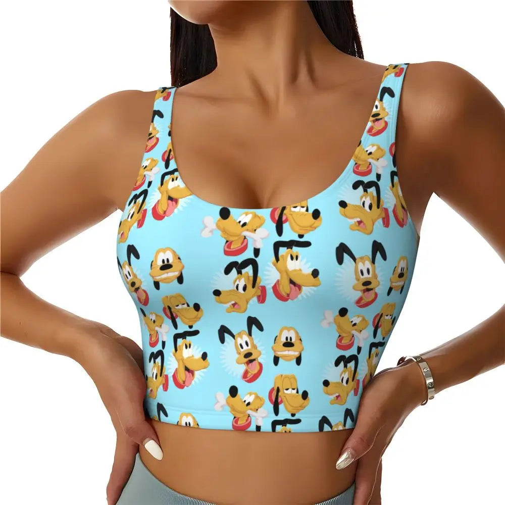 Custom Pluto Anime Manga High Impact Sports Bras for Women Classic Seamless Workout Yoga Crop Tank Tops