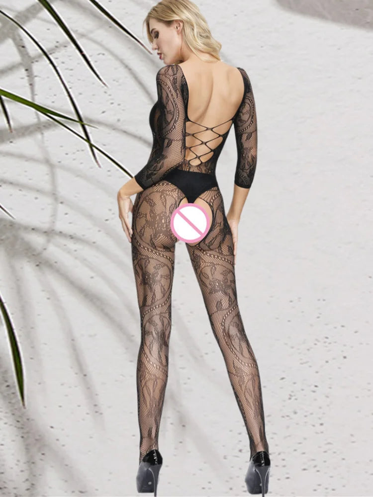 Erotic Tight Lingerie For Women Bodysuit Sexy Fishnet Body Suit Transparent Full Body Stockings Clothes Female Sexiest Jumpsuit