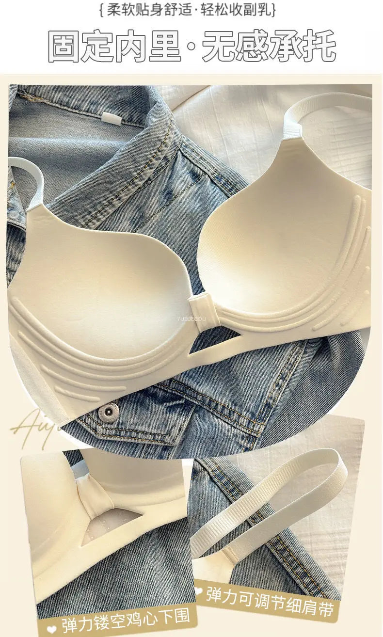 Strapless Push Up Bra for Small Bust - Lift Enhance Anti-Sag Side Coverage Wireless Comfort Convertible T-Shirt Bra A-C Cup
