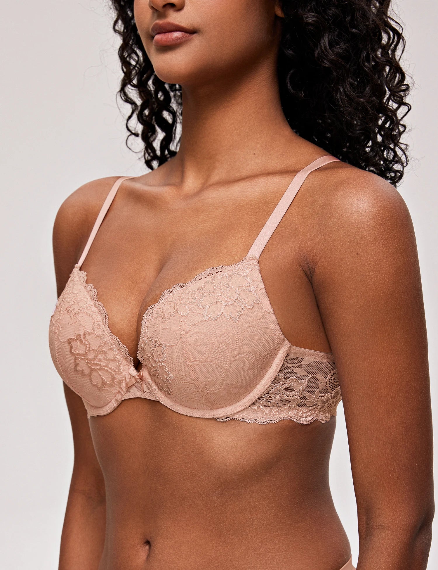 Wingslove Women's Push Up Bra Sexy Lace Lingerie Comfort Padded Bra Brassiere Plunge Lift Up Add One Cup Underwire Bra