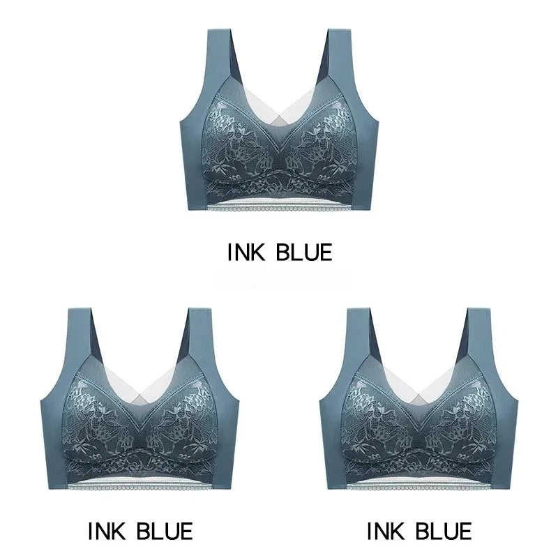 3 Pcs Women's Push Up Bralette Wireless Bras - 5cm Natural Lift, Seamless Lace Plus Size (L-6XL), No Underwire Comfort