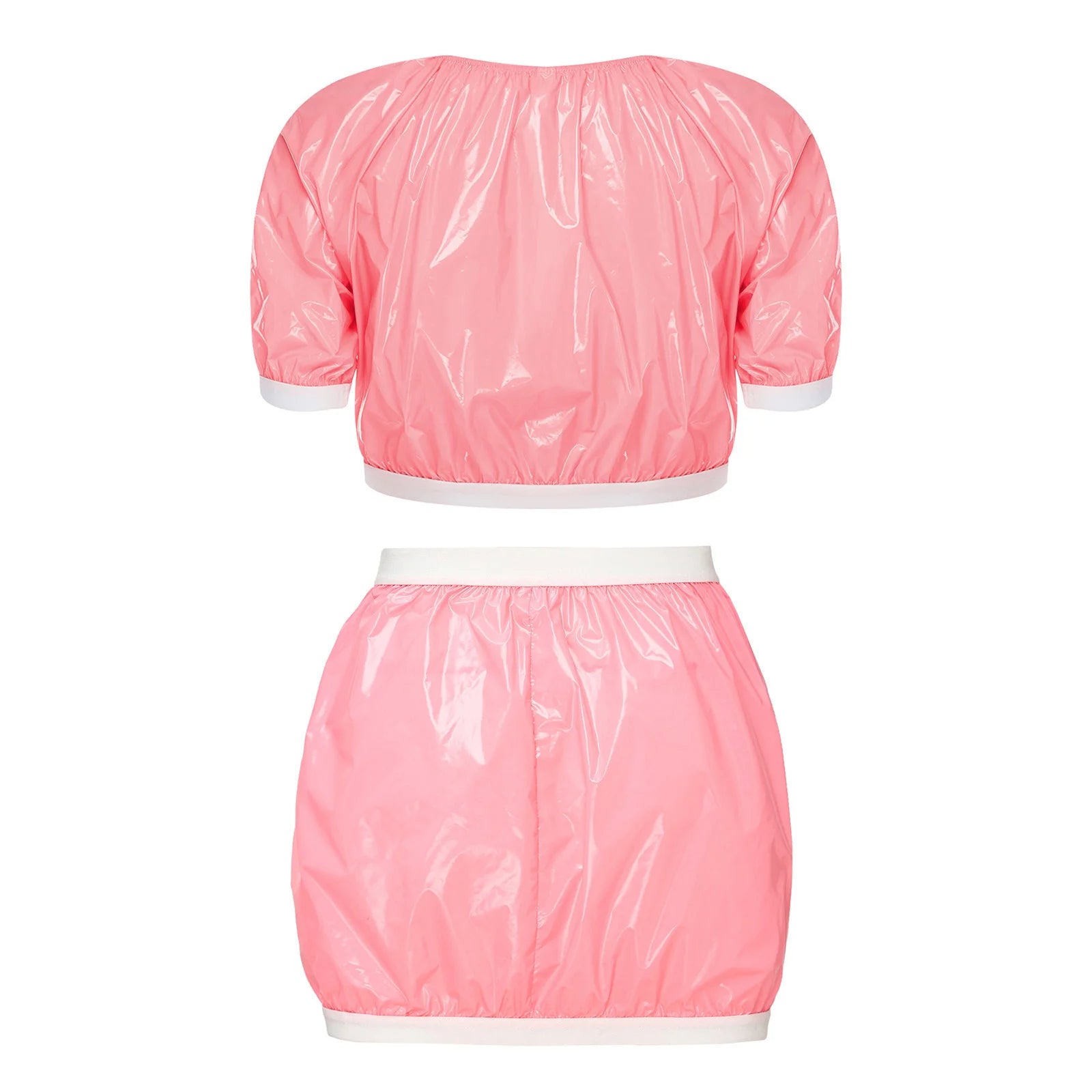 Women's Two Pieces Swimsuit Crop Top And Plastic Miniskirt Swimwear Cover-up Swim Suits Waterproof Glossy Special Needs Clothing
