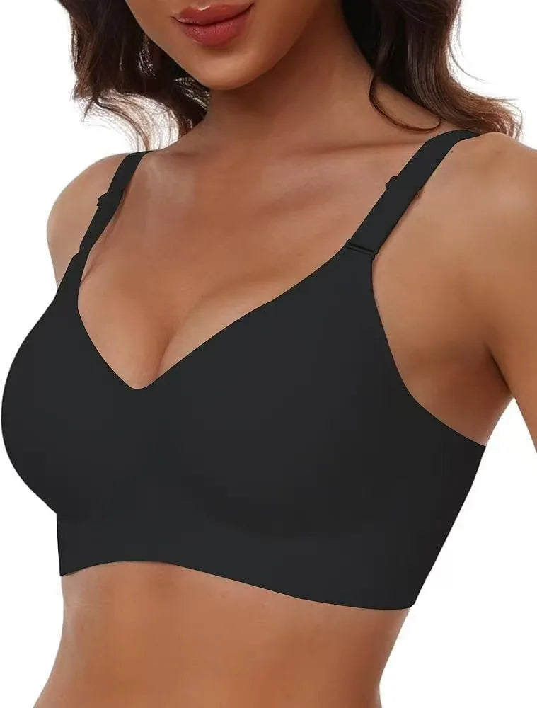 Women's Wireless Push-Up Bra Comfortable No-Wire Full Support Seamless Lift Bralette for Everyday T-Shirt Style
