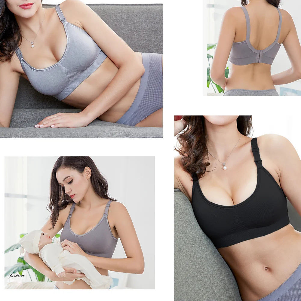 WEICHENS Nursing Bras for Women Easy Breastfeeding Seamless Comfort Maternity Bra Wireless Pregnancy Push Up Sleeping Bralette