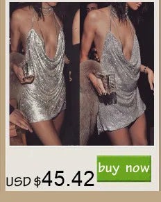 Sexy see through metal sequin corset crop top womens summer beach party halter tank top rave festival outfits cropped y2k Tops