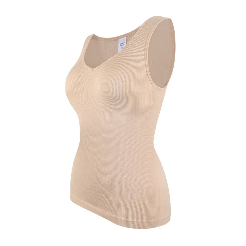 Shapewear Women Shirts S-3XL Sleeveless Body Shaper V Neck Compression Tank Tops Tummy Control Underwear Wide Strap Fajas