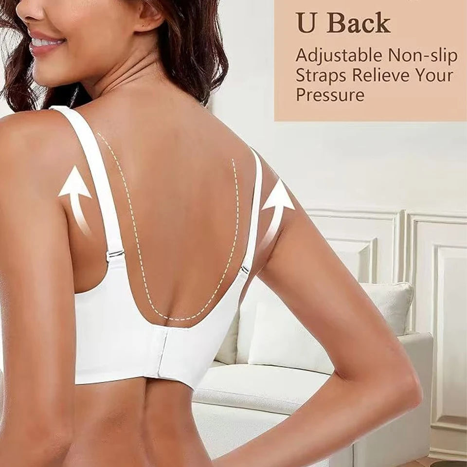 Womens Soft Comfortable No Underwire Bras Seamless Push Up Bralettes Full Coverage Tshirt Brassiere Hide Back Fat Daily Bras