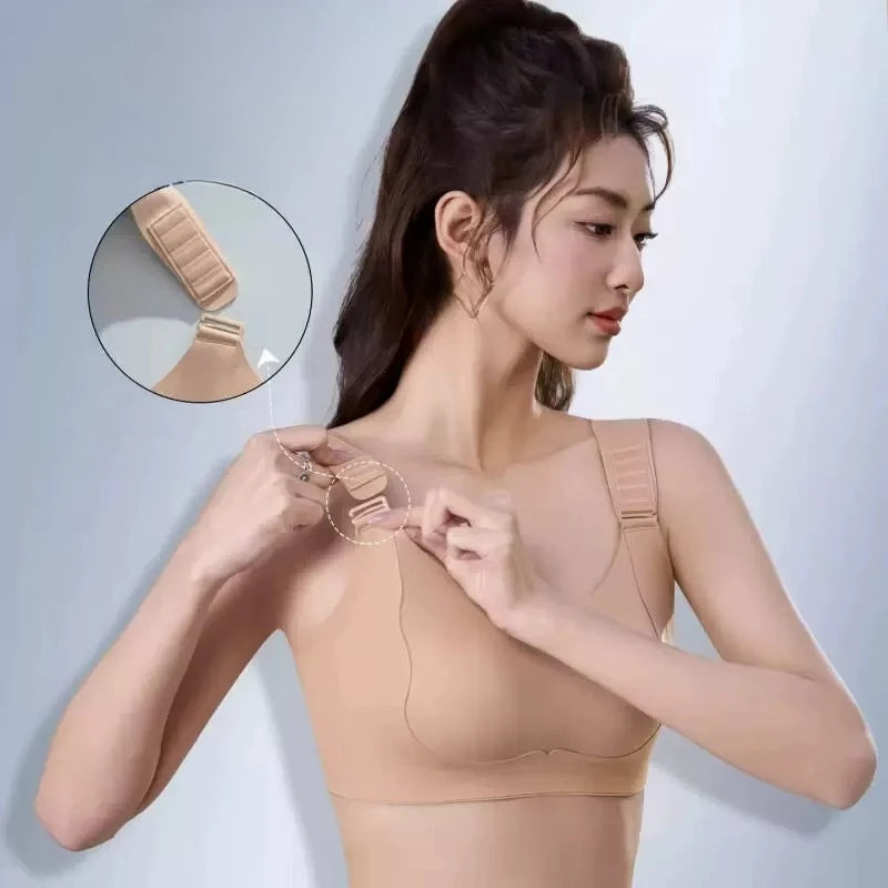 Wireless Luxury Comfort Women Plus Size Bra Full Coverage Anti Sagging Adjustable Strap Underarm Support Breast Reduction Wear
